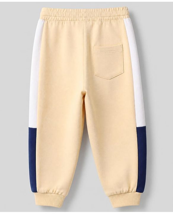Babyhug Cotton Knit Full Length Jogger Fit Lounge Pant in Cream