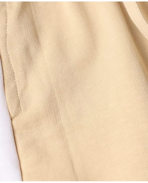 Babyhug Cotton Knit Full Length Jogger Fit Lounge Pant in Cream