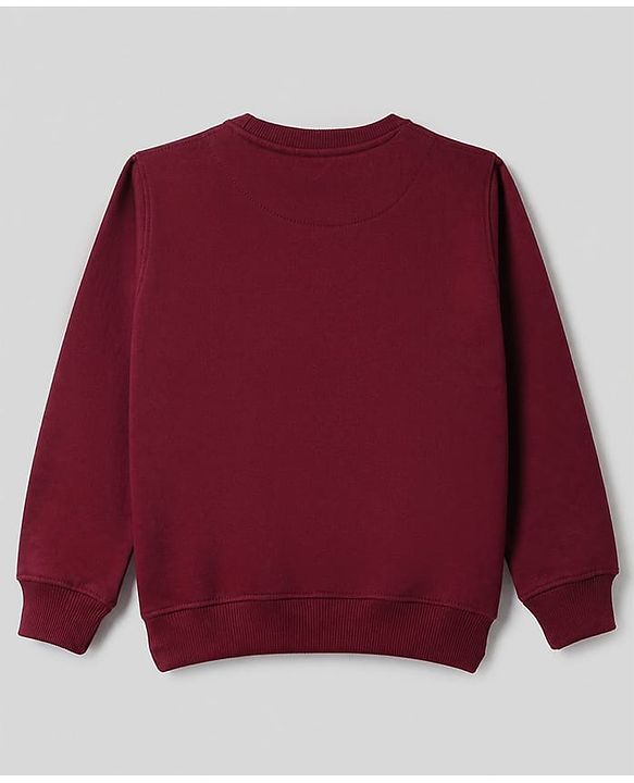 Pine Kids Cotton Mix Knit Sweatshirt with Full Sleeves and Badge Patch in Maroon