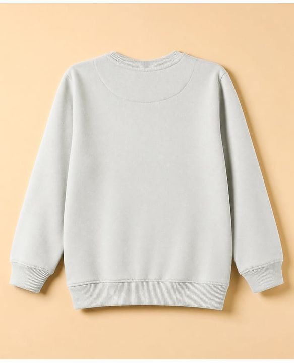 Pine Kids Knit Full Sleeves Sweatshirt With Basketball Text Print - Grey