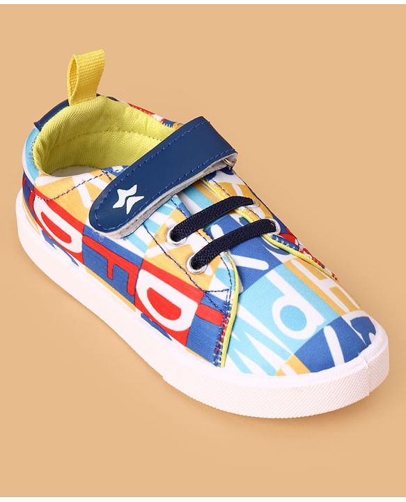 Cute Walk by Babyhug Velcro Closure Casual Shoes with Alphabet Design - Blue & White