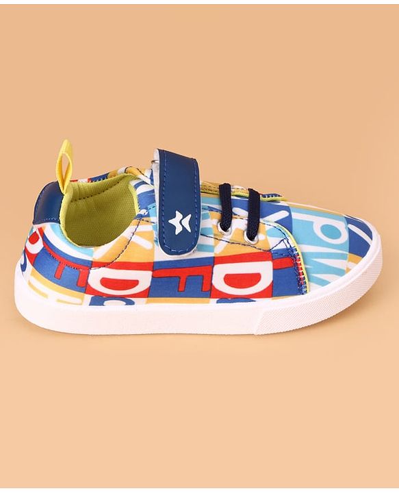 Cute Walk by Babyhug Velcro Closure Casual Shoes with Alphabet Design - Blue & White