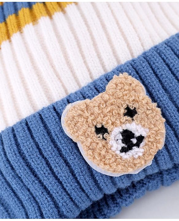 Babyhug Knit Woollen Cap with Cable Knit Design & Pom Pom Pink - Diameter 10 cm