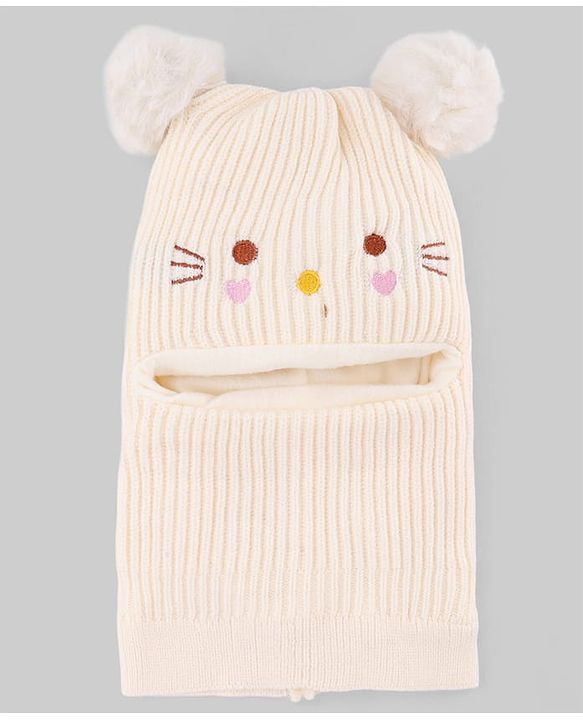 Babyhug Knit Woollen Cap with Cable Knit Design Pink - Diameter 10 cm