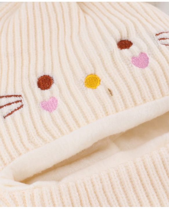 Babyhug Knit Woollen Cap with Cable Knit Design Pink - Diameter 10 cm