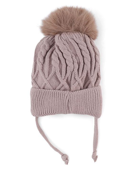 Babyhug Knit Woollen Cap with Cable Knit Design Tan - Diameter 10 cm