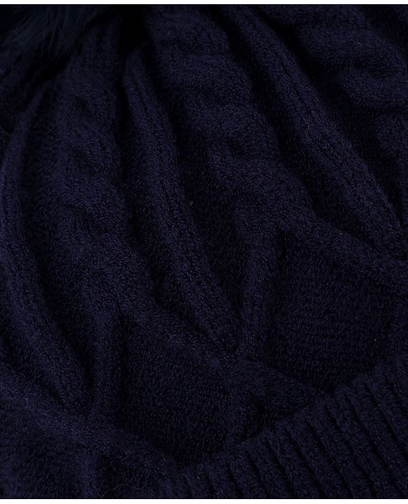 Babyhug Knit Woollen Cap with Cable Knit Design Black - Diameter 10 cm