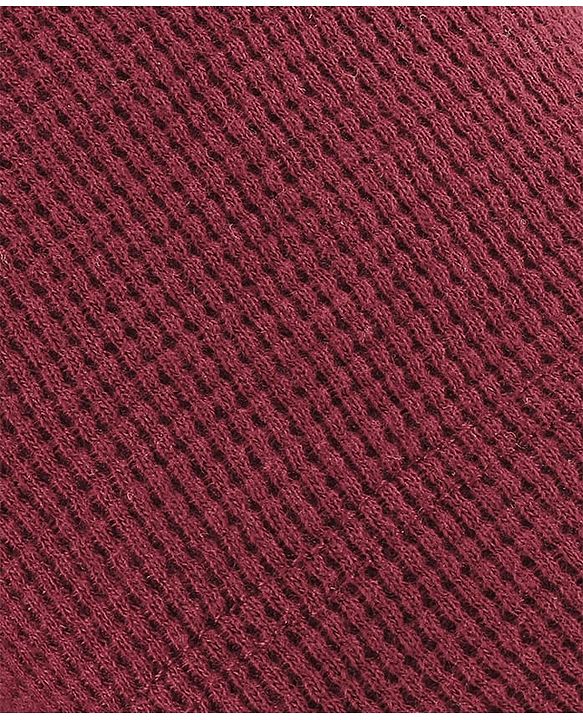 Pine Kids 100% Cotton Knit Full Sleeves Hooded Solid Bath Robe - Maroon