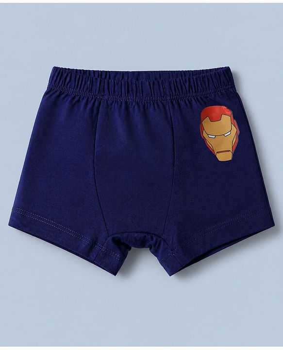 Babyhug Marvel 100% Cotton Knit Single Jersey Briefs With Avenger Graphic Pack of 3 - Beige, Red & Navy Blue