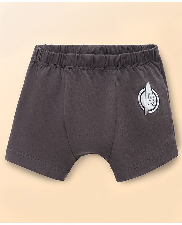 Babyhug Marvel Single Jersey Knit Brief with Avenger Graphic Pack of 3 - Brown, Grey, Light Grey