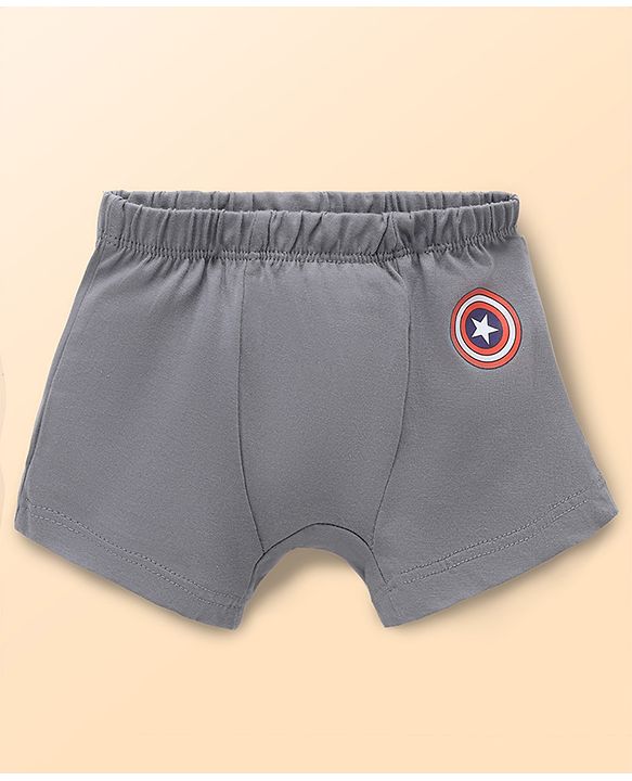 Babyhug Marvel Single Jersey Knit Brief with Avenger Graphic Pack of 3 - Brown, Grey, Light Grey
