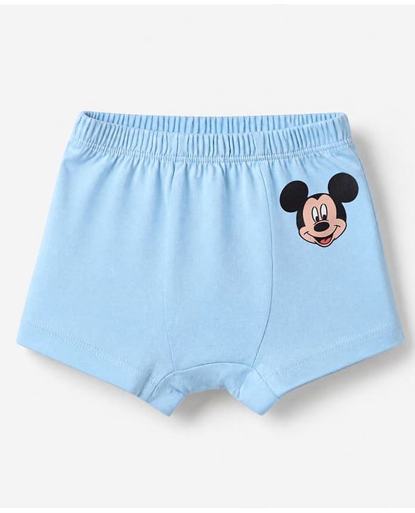 Babyhug Disney 100% Cotton Knit Briefs With Disney Character Graphic Pack Of 3 - Sky Blue Orange & Navy Blue