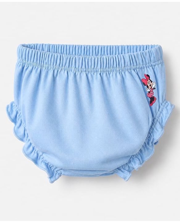 Babyhug Disney 100% Cotton Single Jersey Knit Mid Thigh Bloomers with Daisy Duck Minnie Mouse & Marie Graphic Print Pack of 3 - Pink Light Violet Light Blue
