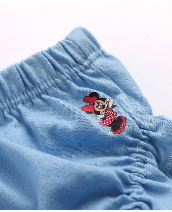 Babyhug Disney 100% Cotton Single Jersey Knit Mid Thigh Bloomers with Daisy Duck Minnie Mouse & Marie Graphic Print Pack of 3 - Pink Light Violet Light Blue