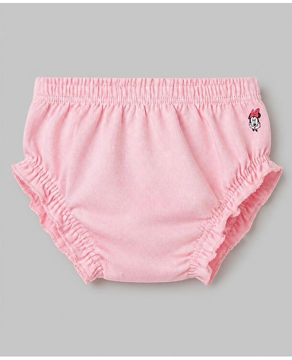 Babyhug Disney Single Jersey Knit Bloomers With Minnie Mouse Graphic Pack of 3- Pink Blue Yelow