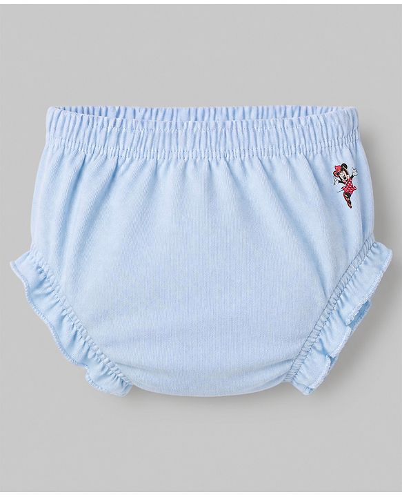 Babyhug Disney Single Jersey Knit Bloomers With Minnie Mouse Graphic Pack of 3- Pink Blue Yelow