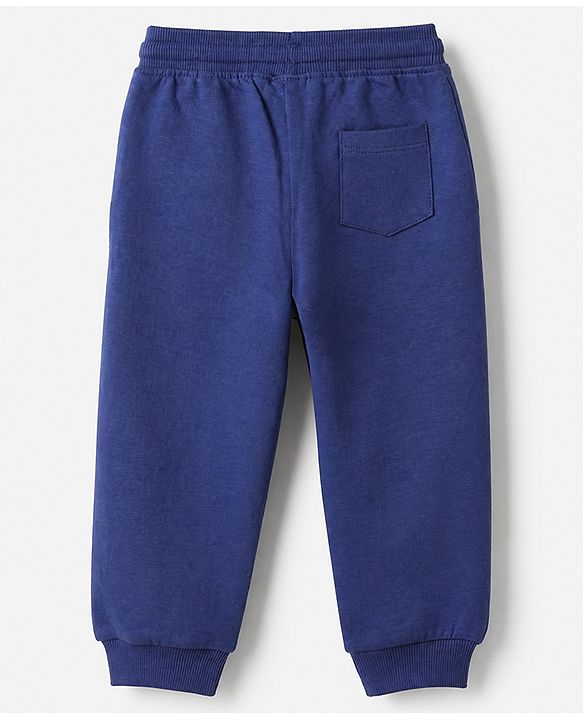 Babyhug Cotton Looper Knit Full Length Solid Track Pant - Navy Blue