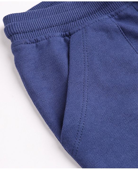 Babyhug Cotton Looper Knit Full Length Solid Track Pant - Navy Blue