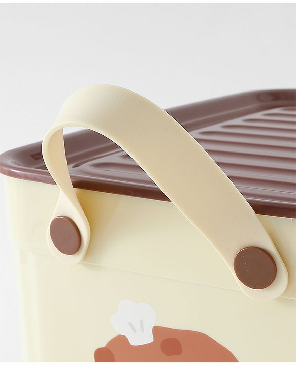Babyhug Good Things Printed Storage Boxes Set of 2 Cream & Green | Large & Medium Sizes | Side Handles | Multipurpose Home Organizer | Unisex