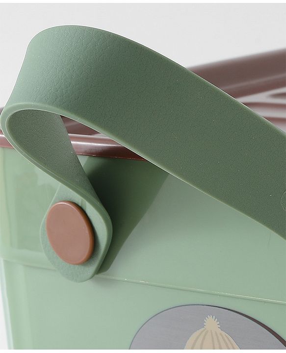 Babyhug Good Things Printed Storage Boxes Set of 2 Cream & Green | Large & Medium Sizes | Side Handles | Multipurpose Home Organizer | Unisex