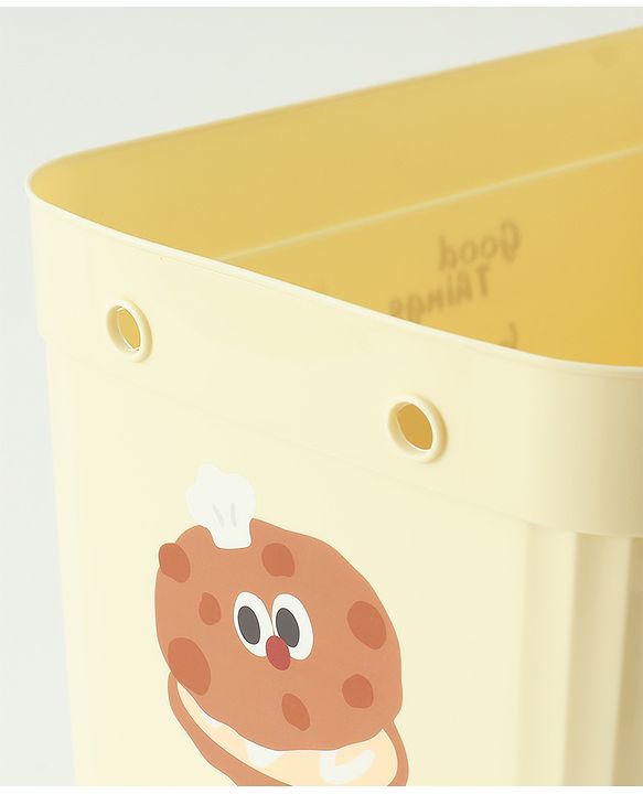 Babyhug Good Things Printed Storage Boxes Set of 2 Cream & Green | Large & Medium Sizes | Side Handles | Multipurpose Home Organizer | Unisex