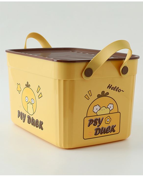 Babyhug Good Things Printed Storage Boxes Set of 2 Cream & Green | Large & Medium Sizes | Side Handles | Multipurpose Home Organizer | Unisex