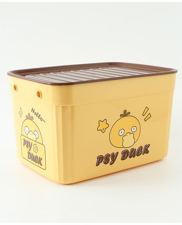 Babyhug Good Things Printed Storage Boxes Set of 2 Cream & Green | Large & Medium Sizes | Side Handles | Multipurpose Home Organizer | Unisex