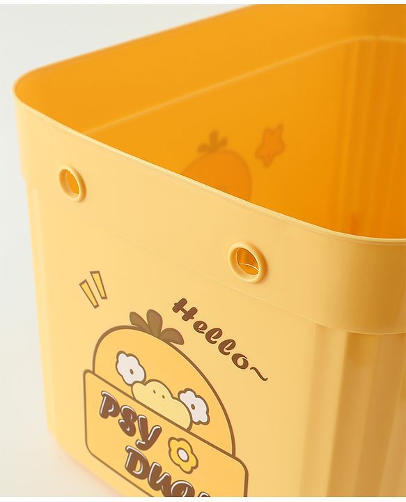 Babyhug Good Things Printed Storage Boxes Set of 2 Cream & Green | Large & Medium Sizes | Side Handles | Multipurpose Home Organizer | Unisex