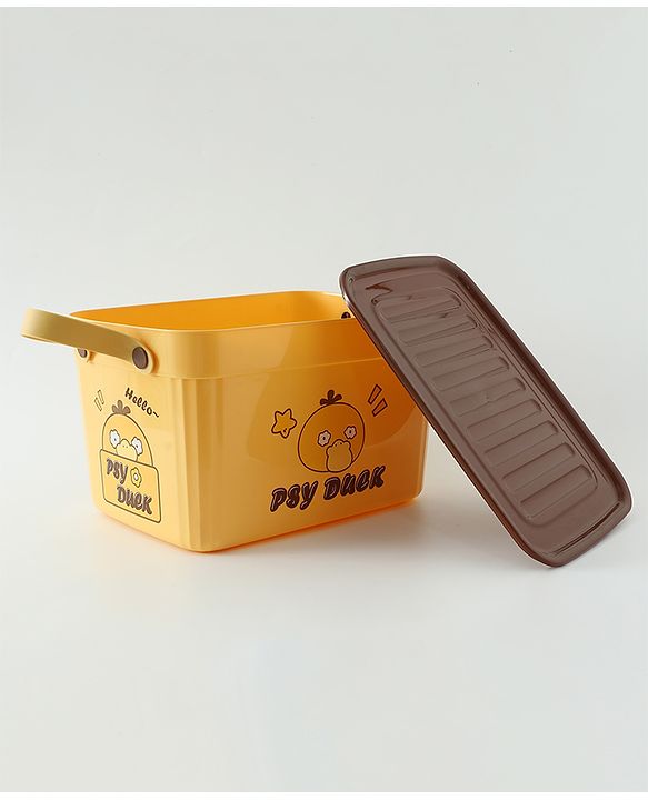 Babyhug Good Things Printed Storage Boxes Set of 2 Cream & Green | Large & Medium Sizes | Side Handles | Multipurpose Home Organizer | Unisex