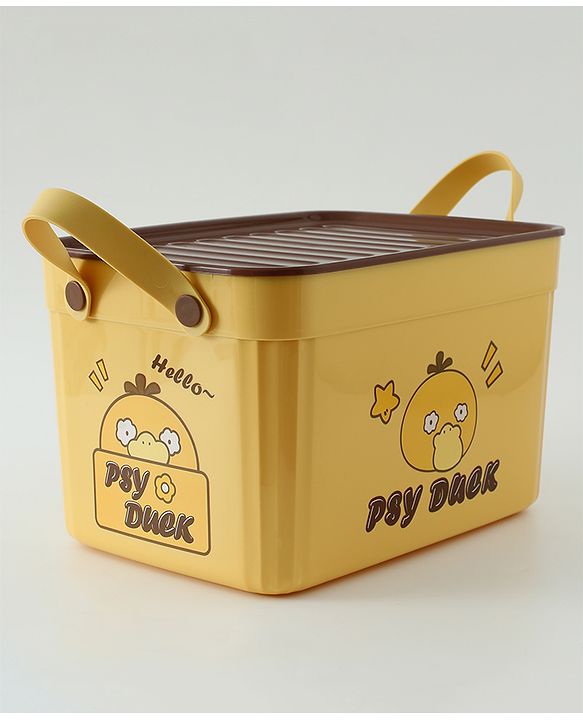Babyhug Good Things Printed Storage Boxes Set of 2 Cream & Green | Large & Medium Sizes | Side Handles | Multipurpose Home Organizer | Unisex