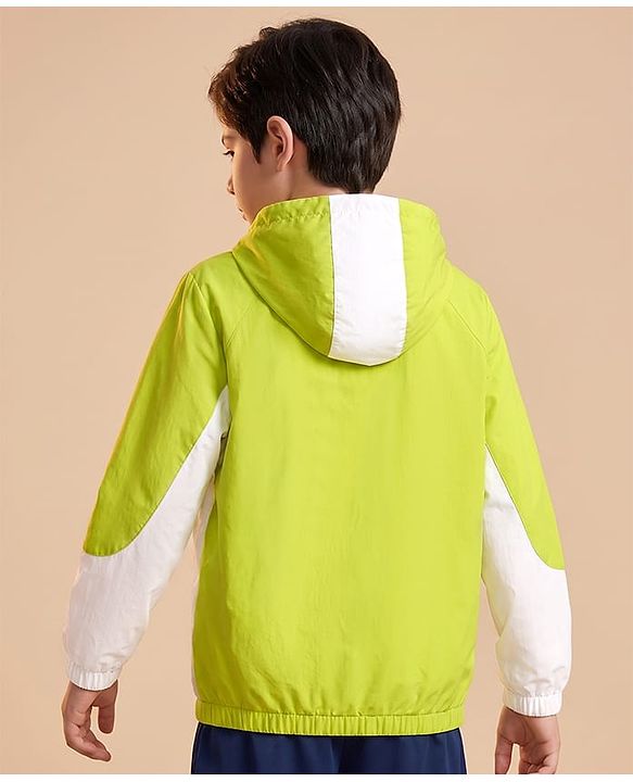Pine Active Full Sleeves Ultra Comfort Color Block Hooded Jacket - Lime Green