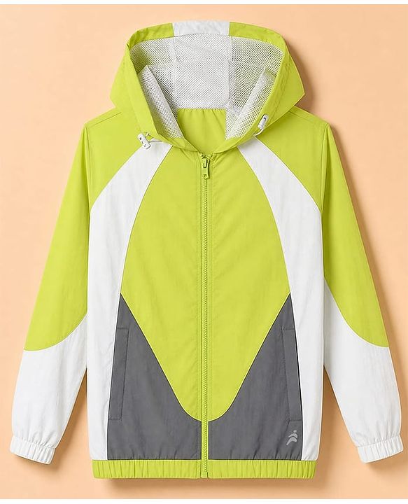 Pine Active Full Sleeves Ultra Comfort Color Block Hooded Jacket - Lime Green