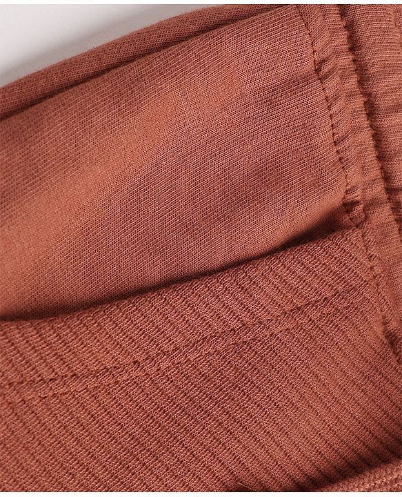 Babyhug Cotton Looper Knit Full Length Track Pant with Dog Applique - Brown