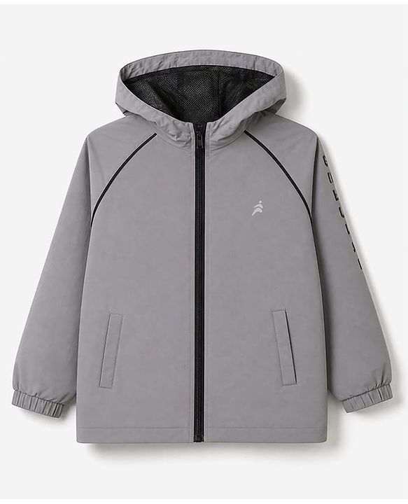 Pine Active Woven Full Sleeves Ultra Comfort Atheliesure Hooded Jacket - Grey
