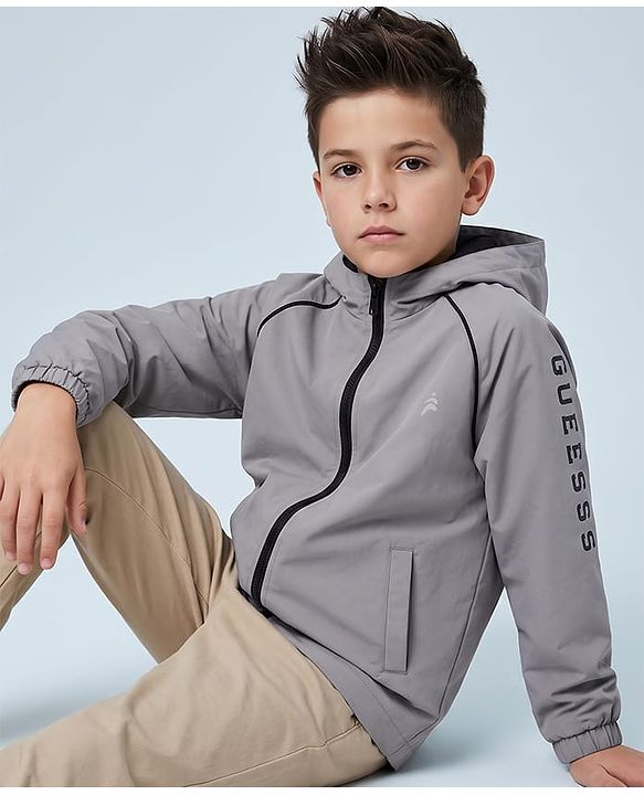 Pine Active Woven Full Sleeves Ultra Comfort Atheliesure Hooded Jacket - Grey
