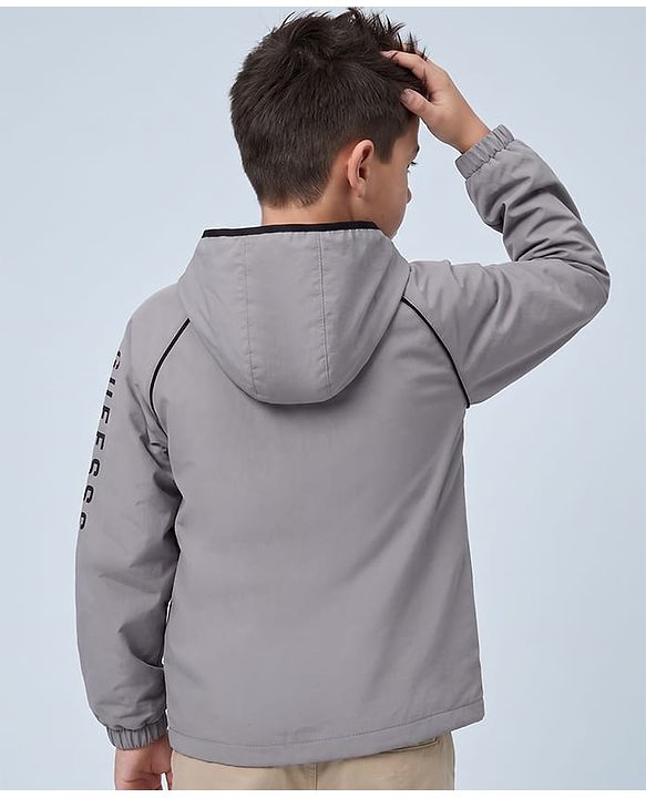Pine Active Woven Full Sleeves Ultra Comfort Atheliesure Hooded Jacket - Grey