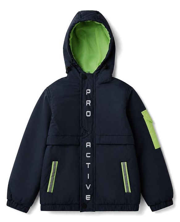 Pine Active Woven Full sleeves Ultra comfort Atheliesure Hooded Jacket - Navy Blue