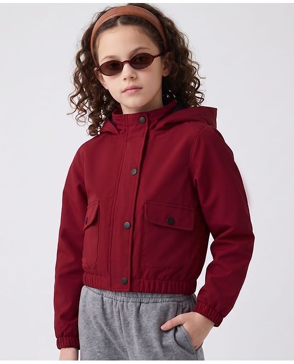 Pine Active Woven Full Sleeves Ultra Comfort Atheliesure Hooded Jacket - Maroon
