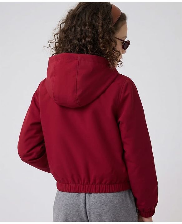 Pine Active Woven Full Sleeves Ultra Comfort Atheliesure Hooded Jacket - Maroon