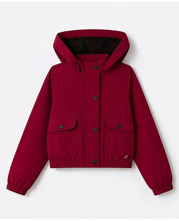 Pine Active Woven Full Sleeves Ultra Comfort Atheliesure Hooded Jacket - Maroon