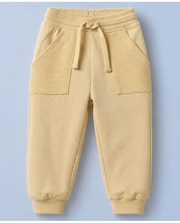 Babyhug Cotton Looper Knit Full Length Jogger Fit Lounge Pant - Cream