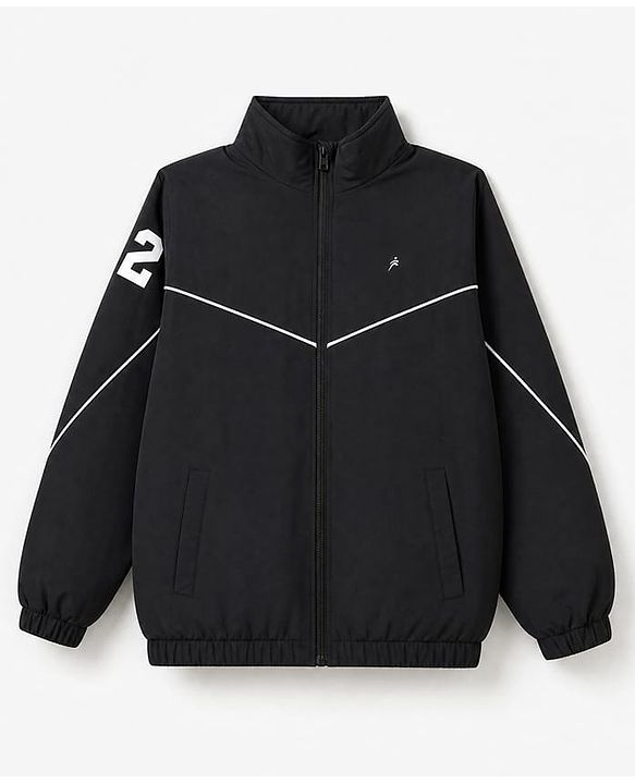 Pine Active Woven Full sleeves Ultra Comfort Atheliesure Jacket with Stand Collar - Black