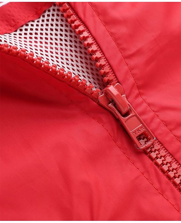 Pine Active Woven Full Sleeves Ultra Comfort Atheliesure Jacket With Text Print - Red