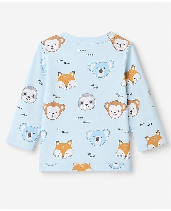 Babyhug 100% Cotton Interlock Knit Full Sleeves Animal & Striped Print Jhablas Pack of 3 - Blue Pink & Green