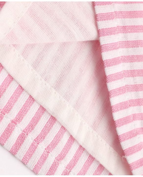 Babyhug Cotton Woven One Piece Dress with Half Sleeves and Striped Print - Pink
