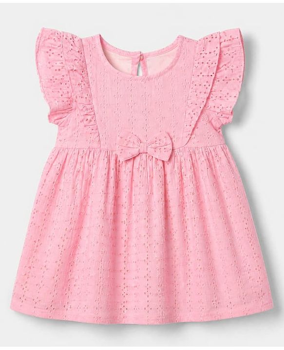 Babyhug 100% Cotton Woven Dress with Sleeveless and Bow Detail in Pink for 3-6 Months