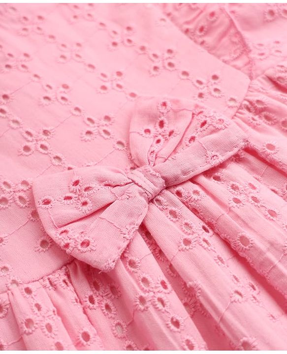 Babyhug 100% Cotton Woven Dress with Sleeveless and Bow Detail in Pink for 3-6 Months