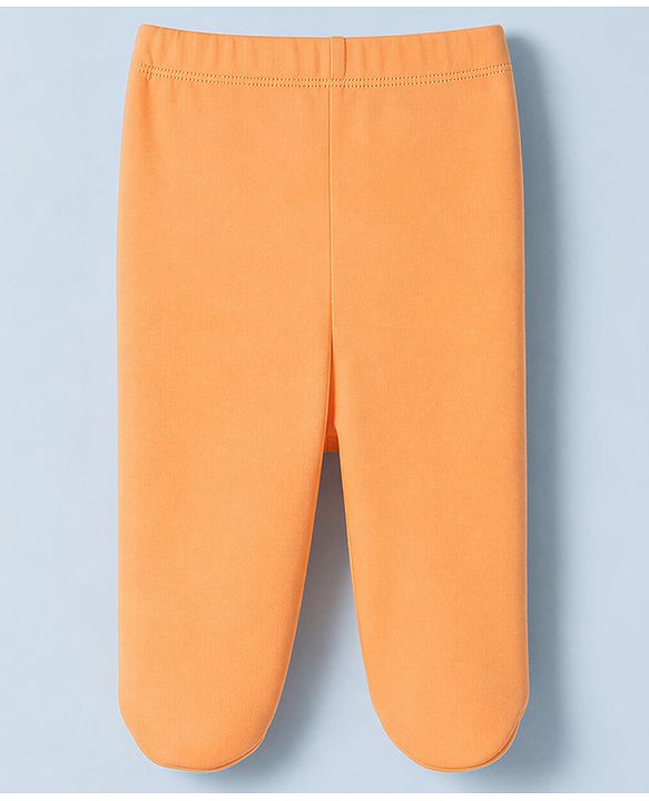 Babyhug 100% Cotton Knit Striped Nautical & Beach Theme Printed Bootie Leggings Pack Of 3 - Orange Yellow & White