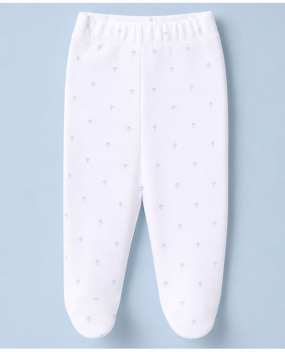 Babyhug 100% Cotton Knit Striped Nautical & Beach Theme Printed Bootie Leggings Pack Of 3 - Orange Yellow & White