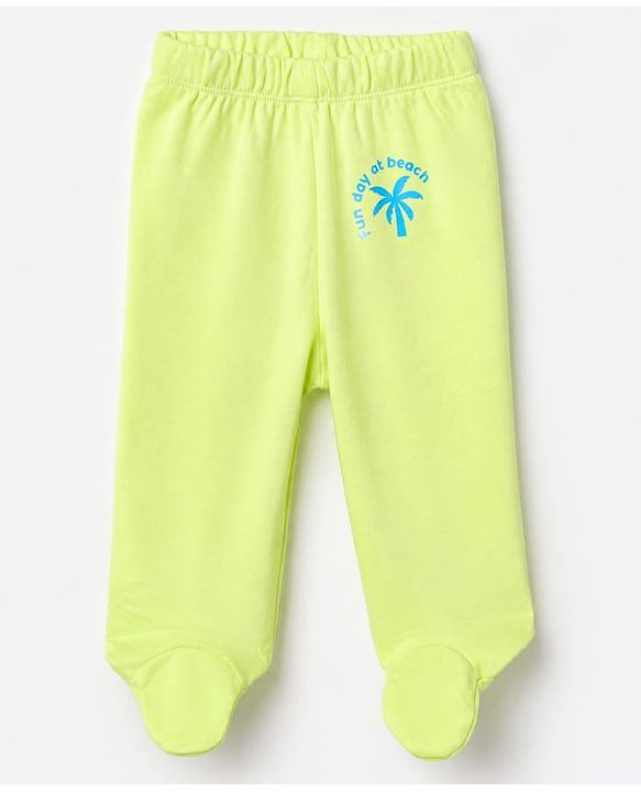 Babyhug Cotton Knit Striped Bootie Leggings With Boat Print Pack of 3 - Navy Blue, Limegreen & Light Blue